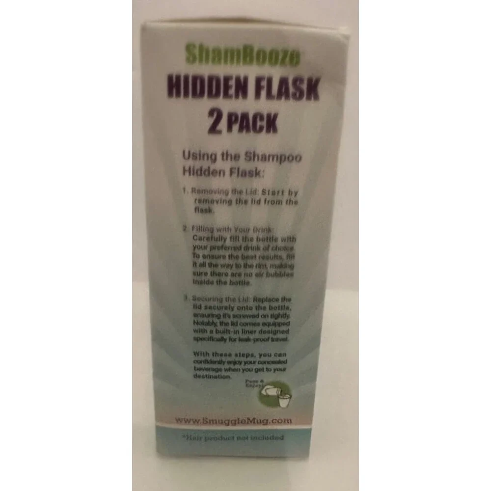 Shampoo & Conditioner Flasks/32 oz total/Hidden Travel Flasks - 2 bottle Set new
